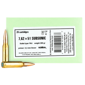 754908512577 SELLIER & Bellot Sb762subb Rifle 308 Win 200 Gr Full Metal Jacket Subsonic 20 Per Box/ 25 Case 754908512577 168033