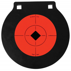 Birchwood Casey 47608 World of Targets Double Hole 6 in Black/Orange AR500 Steel Circle w/Crosshair & Diamond Hanging