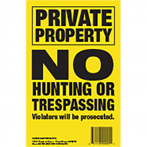 Maple Leaf No Trespassing Sign Yellow 55 x 8 in Vertical 50 pk NTP-2-50