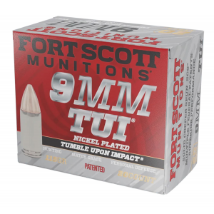 Fort Scott Munitions 9MM115SCVNIC Tumble Upon Impact (TUI) 9mm Luger 115 gr Solid Copper Spun 20 Per Box/ 25 Cs