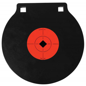 Birchwood Casey 47604 World of Targets Double Hole 8 in Pistol/Rifle Black/Orange AR500 Steel Circle w/Crosshair & Diamond 0.38 in Thick Hanging