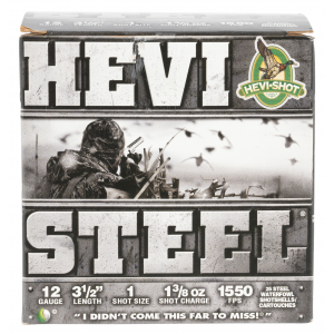 HEVI-SHOT Hs65001 Hevi-steel 12 Gauge 3.50 In 1 3/8 Oz 1 Shot 25 Per Box/ 10 Cs