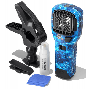 Thermacell MR300MO MR300 Portable Repeller Fishing Bundle Mossy Oak Blue Marlin Effective 15 ft Odorless Scent Repels Mosquito Effective Up to 12 hrs