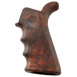 Hogue 15421 OverMolded Beavertail made of Rubber with Red Lava Finish\t Cobblestone Texture & Finger Grooves for AR-15\t M16