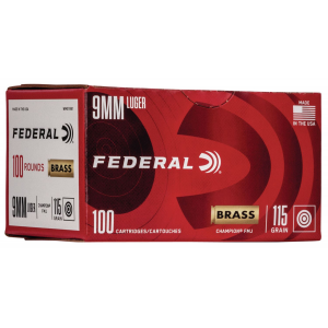 Federal WM51991 Champion Training 9mm Luger 115 gr Full Metal Jacket 100 Per Box/ 5 Cs