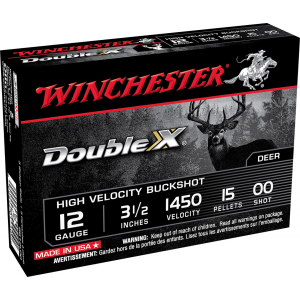 Winchester Ammo SB12L00 Double X High Velocity 12 Gauge 3.50 in 15 Pellets 00 Buck Shot 5 Per Box/ 50 Case