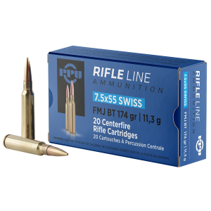 PPU PP7SF Metric 7.5x55mmSwiss 174gr Full Metal Jacket Boat Tail 20 Per Box/10 Case Centerfire, Rifle Ammunition - Ppu
