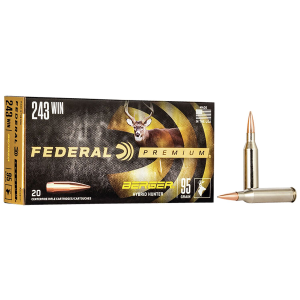 Federal P243BCH1 Premium 243Win 95gr Berger Hybrid Hunter 20 Per Box/10 Case Centerfire, Rifle Ammunition