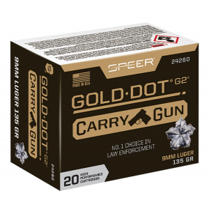 SPEER 24260 Gold Dot Carry Gun 9mm Luger 135 Gr Hollow Point 20 Per Box/ 10 Case