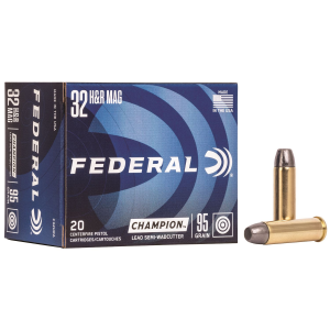 FEDERAL C32hra Champion Training 32h&r Mag 95gr Lead Semi Wadcutter 20 Per Box/25 Case Centerfire, Handgun Ammunition