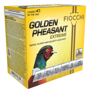 Fiocchi 12GPX5 Golden Pheasant Extrema 12 Gauge 2.75 in 1 3/8 oz 5 Shot 25 Per Box/ 10 Cs