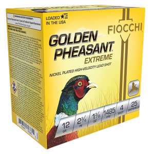Fiocchi 12GPX4 Golden Pheasant Extrema 12 Gauge 2.75 in 1 3/8 oz 4 Shot 25 Per Box/ 10 Cs