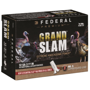 FEDERAL Pfcx139f5 Premium Grand Slam 12gauge 3.50 In 2oz 5shot 10 Per Box/25 Case, Shotgun Shells