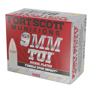 Fort Scott Munitions 9MM080SCVNIC Tumble Upon Impact (TUI) 9mm Luger 80 gr Solid Copper Spun 20 Per Box/ 25 Cs