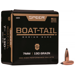 Speer 1624 Boat-Tail 7mm .284 130 gr Jacketed Soft Point Boat Tail 100 Per Box/ 5 Case