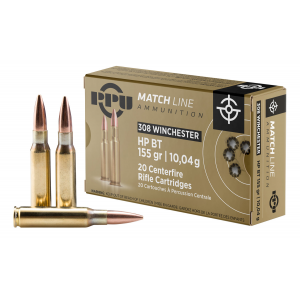 PPU Ppm3081 Match 308 Win 155 Gr Hollow Point Boat Tail 20 Per Box/ 10 Cs