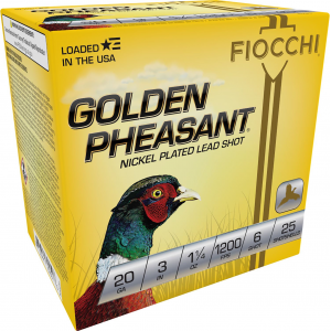 Fiocchi 203GP6 Golden Pheasant Extrema 20 Gauge 3 in 1 1/4 oz 6 Shot 25 Per Box/ 10 Cs
