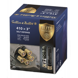 Sellier & Bellot SB410SDB Self Defense 410 Gauge 3 in 15 Pellets 11/16 oz 000 Buck Shot 25 Bx/ 20 Case