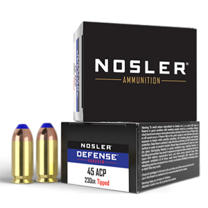 Nosler 39873 Defense 45ACP 230gr Bonded Performance Tipped 20 Per Box/10 Case Centerfire, Handgun Ammunition - Nosler