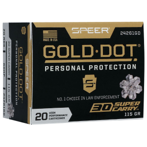Speer 24261GD Gold Dot Personal Protection 30 Super Carry 115 gr Hollow Point 20 Per Box/ 10 Case