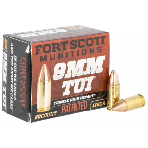 FORT Scott Munitions 9mm115scv Tumble Upon Impact (tui) 9mm Luger 115 Gr Solid Copper Spun 20 Per Box/ 25 Cs