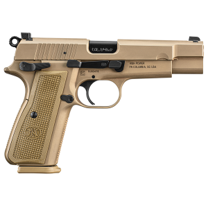 FN 66101117 High Power 9mm Luger 10+1, 4.70 in Black Target Crown Steel Barrel, FDE PVD Serrated Steel Slide & Steel Frame w/Beavertail, FDE Textured Polymer Grip, Pistol