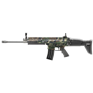 FN 3810169901 SCAR 16S 5.56x45mm NATO 30+1 16.25 Compensated Barrel, Pic Rail Aluminum Receiver, Woodland Camo Synthetic Adj Telescopic Stock, A2 Style Grip, Ambi, Rifle