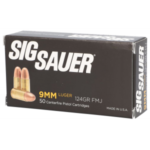 SIG Sauer E9mmb250 Elite Ball 9mm Luger 124 Gr Full Metal Jacket 50 Per Box/ 20 Case