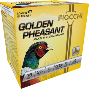 Fiocchi 28GP75 Golden Pheasant Extrema 28 Gauge 2.75 in 7/8 oz 7.5 Shot 25 Per Box/ 10 Cs