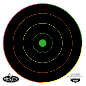 Birchwood Casey 35820 Dirty Bird 8 in Bullseye Tagboard Hanging Pistol/Rifle Black/Green 20 Per Pkg