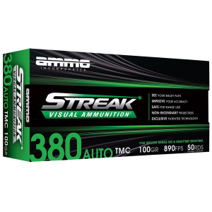 AMMO Inc 380100tmcstrkgrn50 Streak Visual (green) 380acp 100gr Total Metal Case 50 Per Box/20 Case Centerfire, Handgun Ammunition
