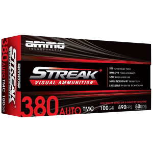 AMMO Inc 380100tmcstrkred50 Streak Visual (red) 380acp 100gr Total Metal Case 50 Per Box/20 Case Centerfire, Handgun Ammunition
