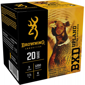 BROWNING Ammo B193512036 Bxd Upland 20 Gauge 3 In 1 1/4 Oz 6 Shot 25 Per Box/10 Cs
