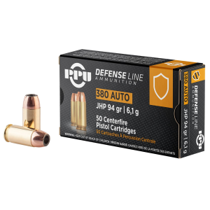 PPU PPD380A Defense 380ACP 94gr Jacketed Hollow Point 50 Per Box/20 Case Centerfire, Handgun Ammunition - Ppu