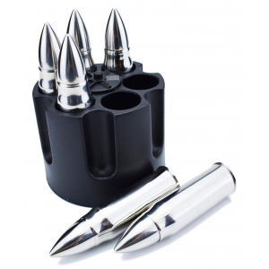 Caliber Gourmet CBG1046B Caliber Gourmet Bullet Chillers Silver Stainless Steel Pistol Cylinder/Bullets - Caliber Gourmet