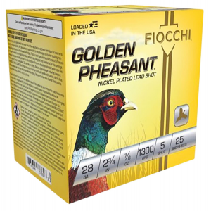Fiocchi 28GP5 Golden Pheasant Extrema 28 Gauge 2.75 in 7/8 oz 5 Shot 25 Per Box/ 10 Cs