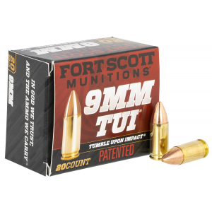 FORT Scott Munitions 9mm080scv Tumble Upon Impact (tui) 9mm Luger 80 Gr Solid Copper Spun 20 Per Box/ 25 Cs
