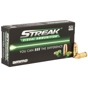 AMMO Inc 9124tmcstrkgrn50 Streak Visual (green) 9mm Luger 124 Gr Total Metal Case 50 Per Box/ 20 Cs