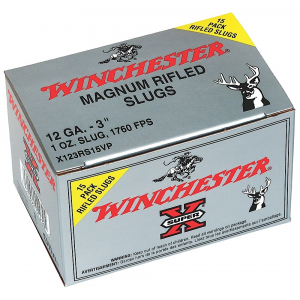WINCHESTER Ammo X123rs15vp Super X 12 Gauge 3 In 1 Oz Rifled Slug Shot 15 Per Box/ 10 Case