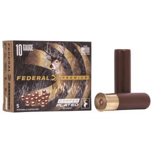 Federal P108F00 Premium Buckshot 10Gauge 3.50 in 18Pellets 2 1/4oz 00BuckShot 5 Per Box/50 Case, Shotgun Shells