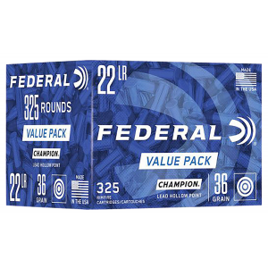 eral 749 Champion Training Value Pack 22 LR 36 Gr Lead Hollow Point 325 Per Box/ 10 Cs Ammo