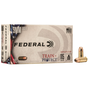 Federal TP9VHP1 Train + Protect 9mmLuger 115gr Versatile Hollow Point 50 Per Box/10 Case Centerfire, Handgun Ammunition