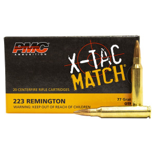 PMC 223xm X-tac Match 223rem 77gr Open Tip Match 20 Per Box/10 Case Centerfire, Rifle Ammunition