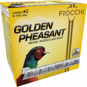 Fiocchi 203GP5 Golden Pheasant Extrema 20 Gauge 3 in 1 1/4 oz 5 Shot 25 Per Box/ 10 Cs