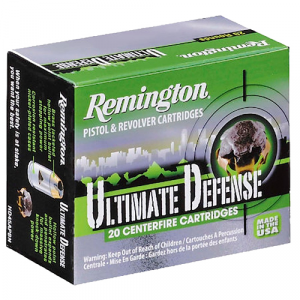 REMINGTON Ammunition 28957 Ultimate Defense Full Size Handgun 40 S&w 165 Gr Brass Jacket Hollow Point 20 Per Box/ 25 Case