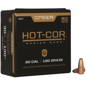 Speer 2007 Hot-Cor 30 Cal .308 130 gr Soft Point Flat Nose 100 Per Box/ 5 Case