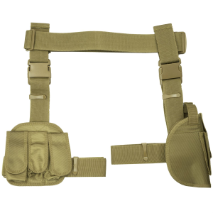 NCSTAR Drop Leg Holster Mag Pouch CV2908T, Triple Mag Pouch, Right Hand, Tan, Nylon CV2908T