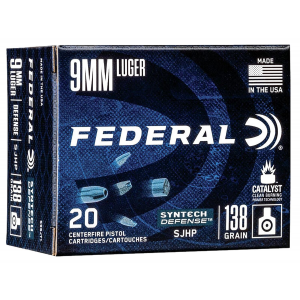 Federal S9SJT1 Syntech Defense 9mm Luger 138 gr Segmented Jacketed Hollow Point 20 Per Box/ 10 Cs