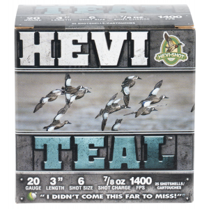 HEVI-SHOT Hs62006 Hevi-teal 20 Gauge 3 In 7/8 Oz 6 Shot 25 Per Box/ 10 Cs