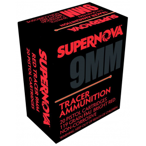 ernova PMSN9MMR Red Tracer Non Corrosive 9mm Luger 119 Gr Full Metal Jacket 20 Per Box/ 50 Case Ammo